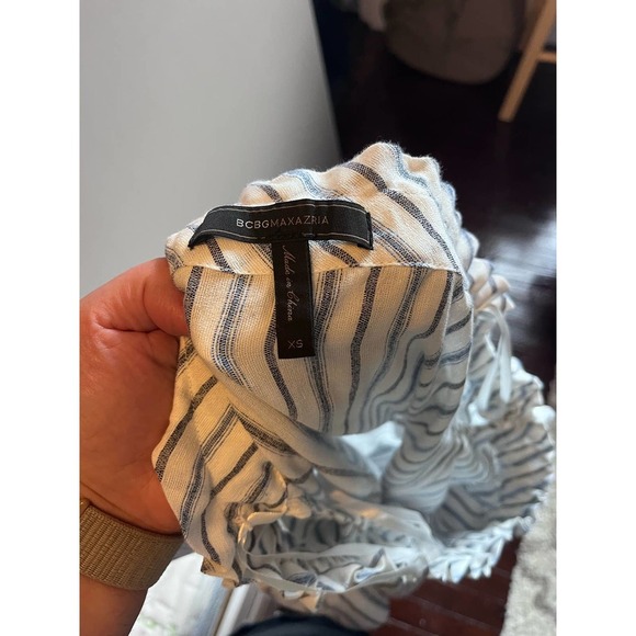 BCBG Maxazria Striped Ruffle Off Shoulder Dress XS - Picture 2 of 8